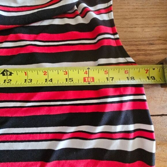NWT Calvin Klein Size XL SLVLS Striped Blouse XL, White/Red/Black Career Layer - Picture 8 of 11